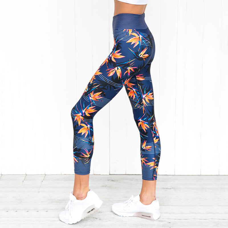 Creamy Soft Electric Blue Floral Butterfly Leggings - USA Fashion